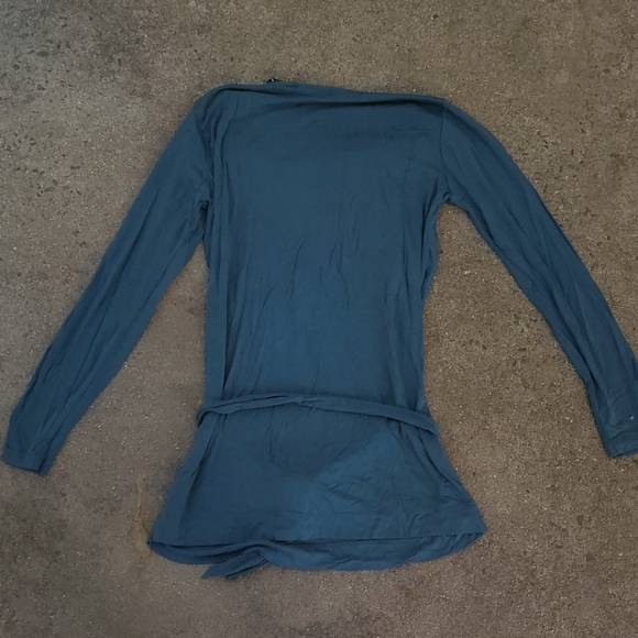 RELISTED Blue gray beaded lace cowl neck tie tunic - Picture 3 of 3